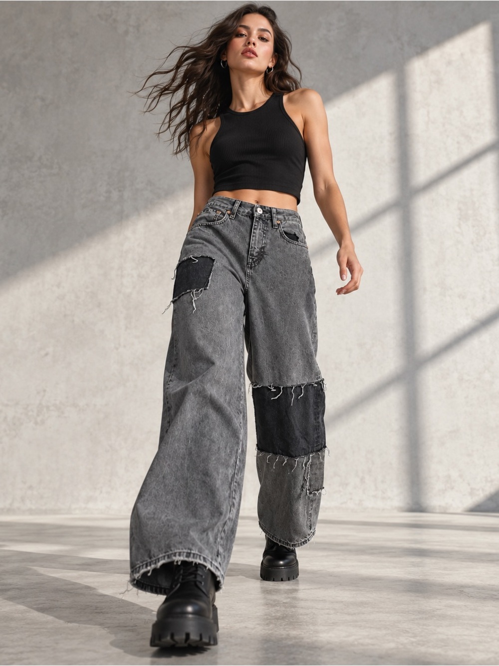 BDG Patchwork Distressed Jeans | Gray | Worn-In Repair Style